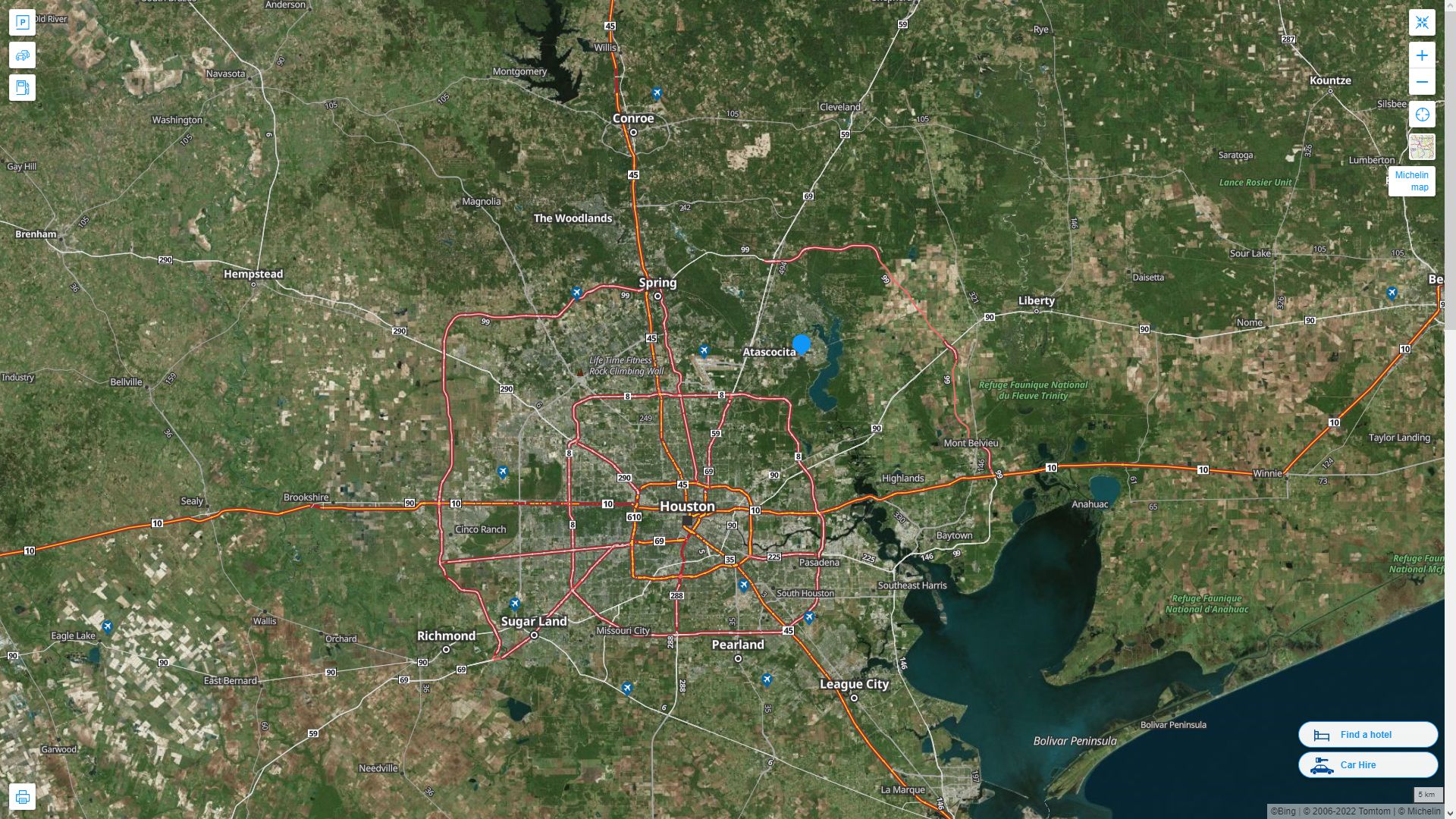 Atascocita Texas Highway and Road Map with Satellite View